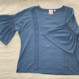 Lauren Conrad Eyelet Bell Sleeve Tunic Top Sm 🌴